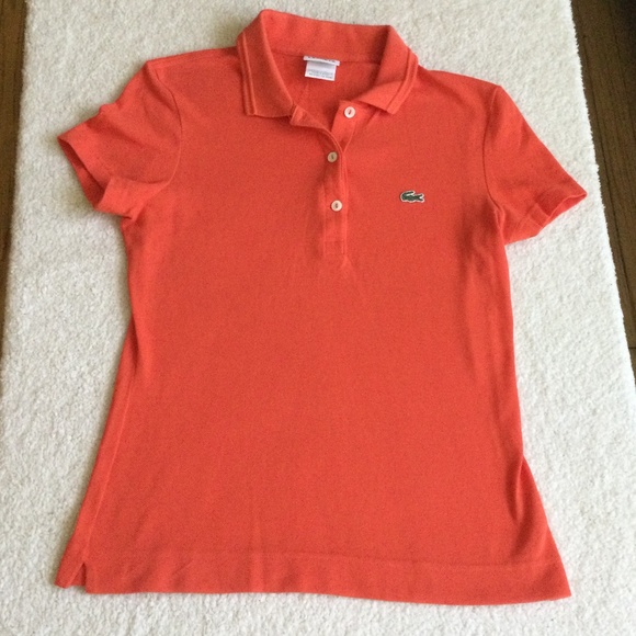 Lacoste Stretch Polo Shirt Retro Fit Orange Y2K - Sz 38 (6) - Picture 1 of 10